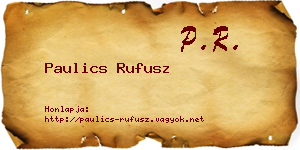 Paulics Rufusz névjegykártya